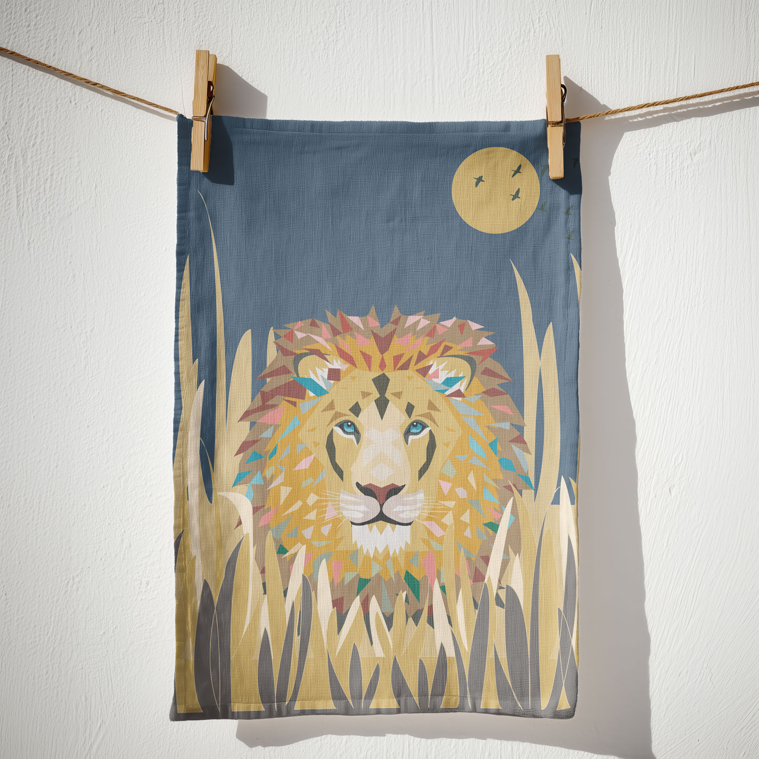Lion Tea Towel - dark blue