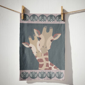 Giraffe pair tea towel